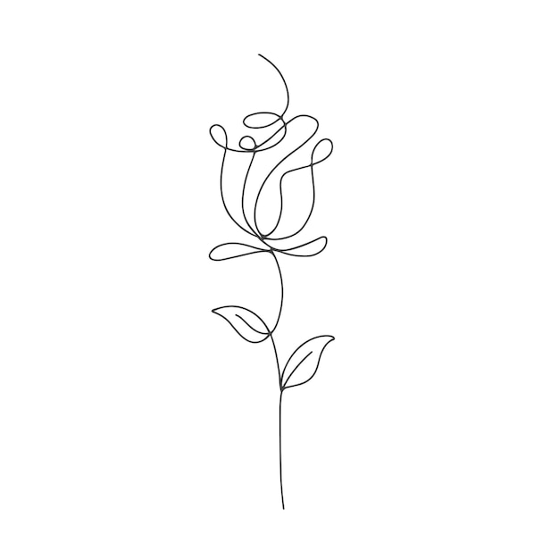 Vecteur dessin au trait fleur rose