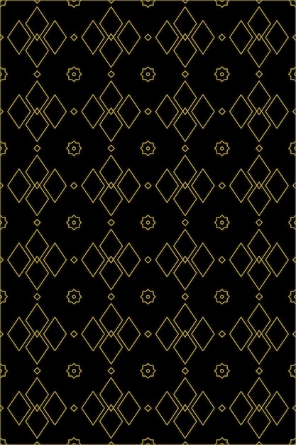 Dessin au trait formes géométriques motif de style arabesque doré sur fond noir