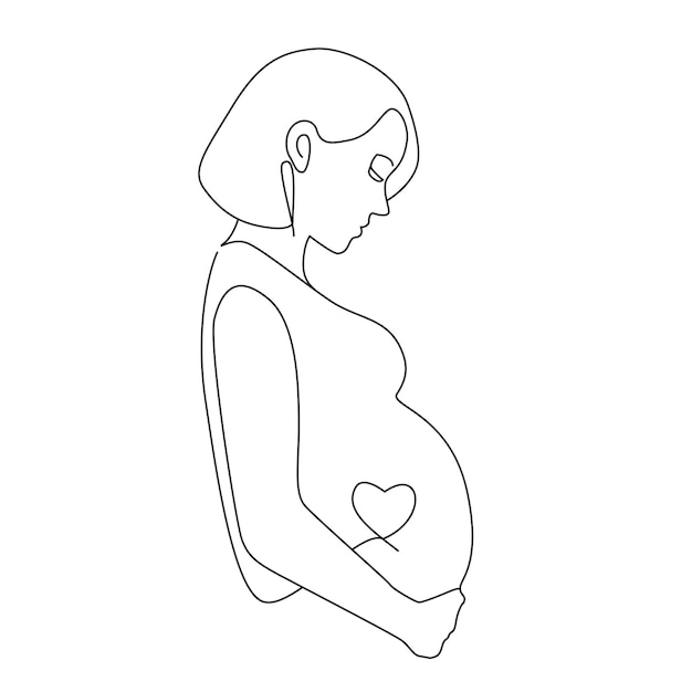 Dessin au trait grossesse illustration minimaliste vecteur dessiné à la main silhouette femme enceinte