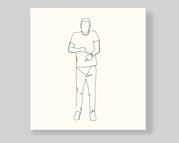 Vecteur dessin au trait homme ou illustration continue d'une ligne