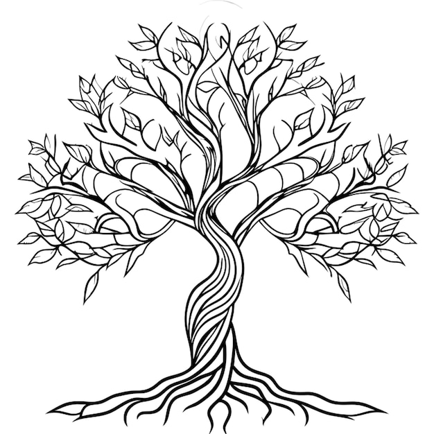 Dessin Au Trait D'illustration Vectorielle D'arbre