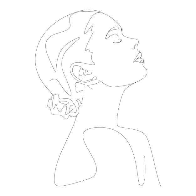 un dessin au trait illustration de visage de femme minimaliste dans le style d'art en ligne