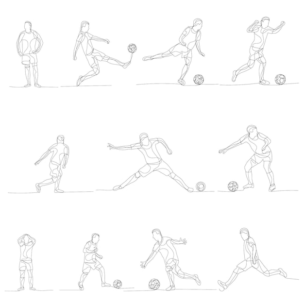 Dessin Au Trait D'un Jeu De Joueur De Football