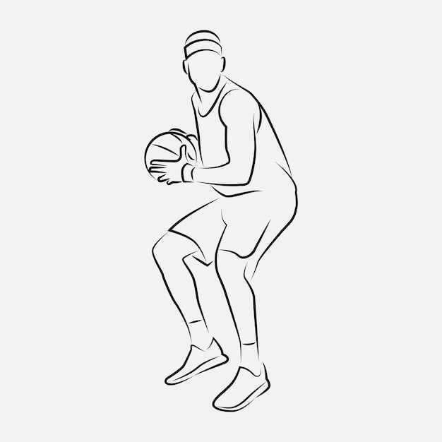 Dessin au trait de joueur de basket-ball