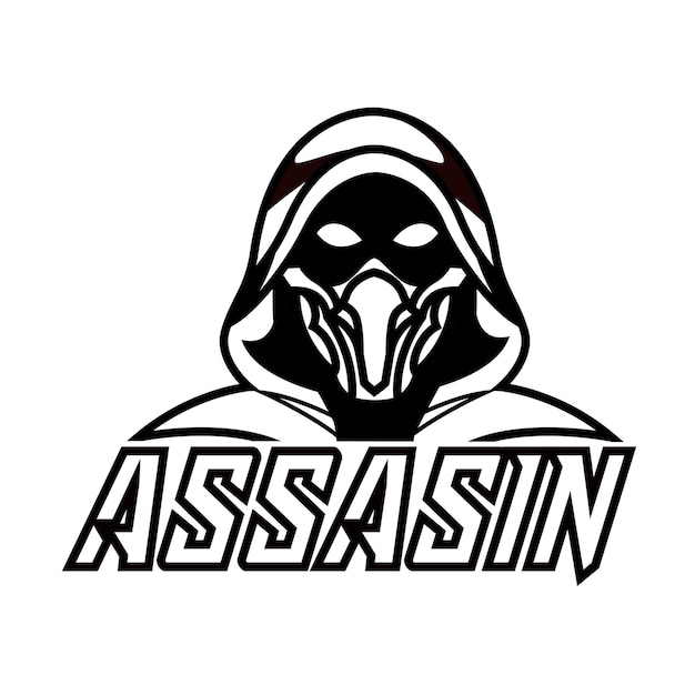 Vecteur dessin au trait logo mascotte assassin