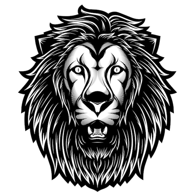 Vecteur dessin au trait logo mascotte tête de lion