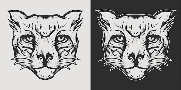 Vecteur dessin au trait logo tête de tigre