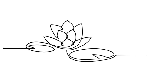 Vecteur dessin au trait lotus avec logo de feuilles pour produits de beauté spa salon nénuphar simple