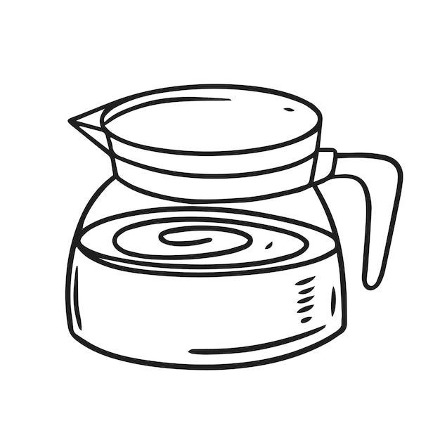 Un Dessin Au Trait Noir Et Blanc D'une Cafetière