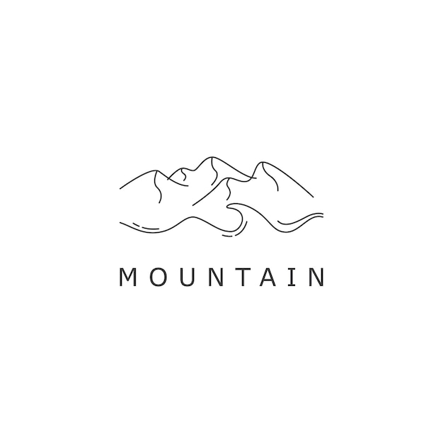 Dessin Au Trait Paysage Simple D'un Logo De Montagne