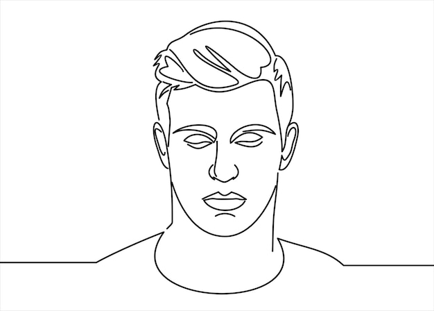 dessin au trait de portrait d'homme. Coiffure. Style masculin à la mode.
