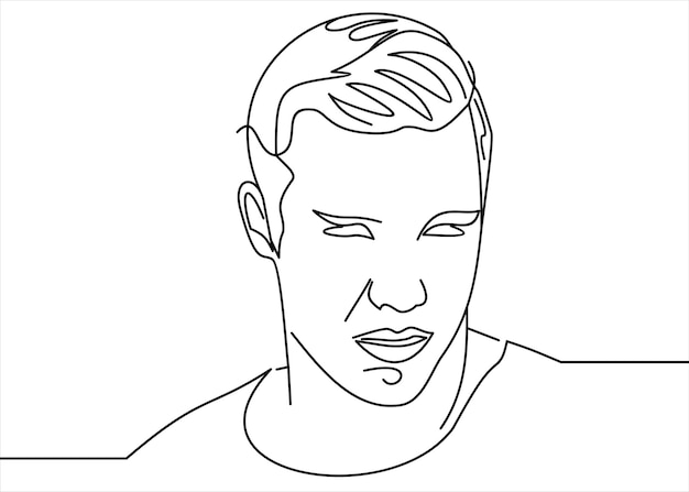 dessin au trait de portrait d'homme. Coiffure. Style masculin à la mode.