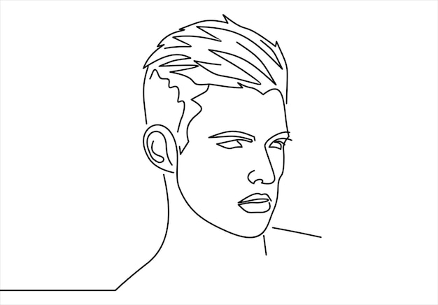 dessin au trait de portrait d'homme. Coiffure. Style masculin à la mode.