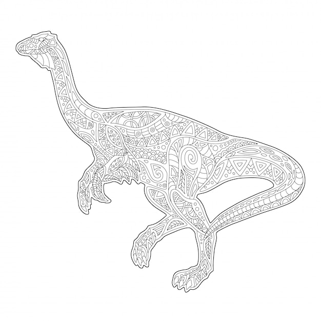 Dessin Au Trait Pour Livre De Coloriage Avec Dinosaure En Cours D'exécution