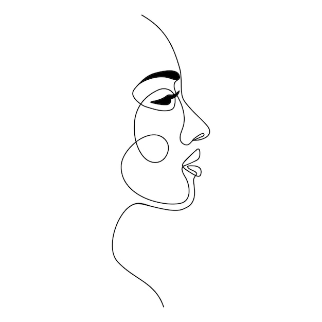 Un dessin au trait simple du visage d'une femme