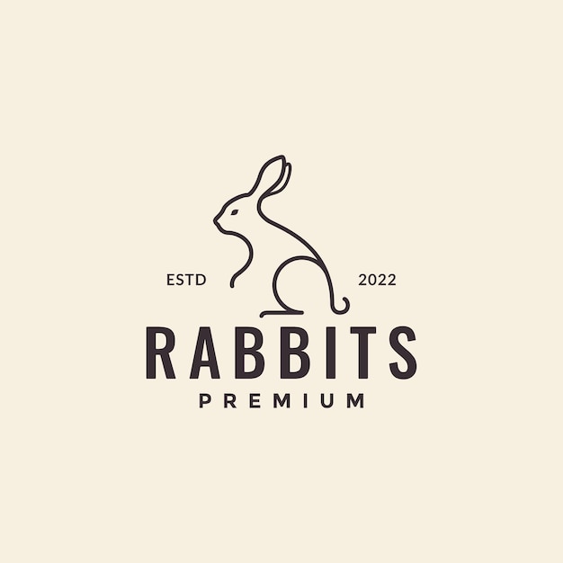 Vecteur dessin au trait simple lapin hipster logo design vecteur symbole graphique icône illustration idée créative