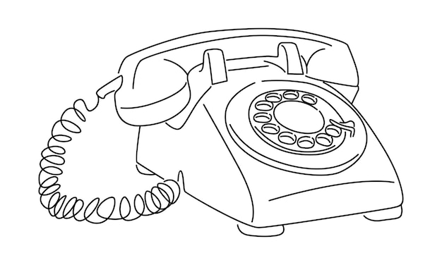 Vecteur dessin au trait de style ancien téléphone vintage