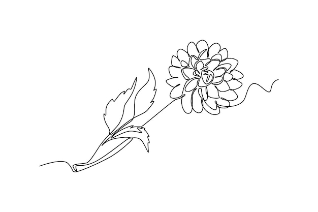 Dessin Au Trait Unique Fleur De Dahlia Beau Concept De Fleur Ligne Continue Dessiner Illustration Vectorielle Graphique