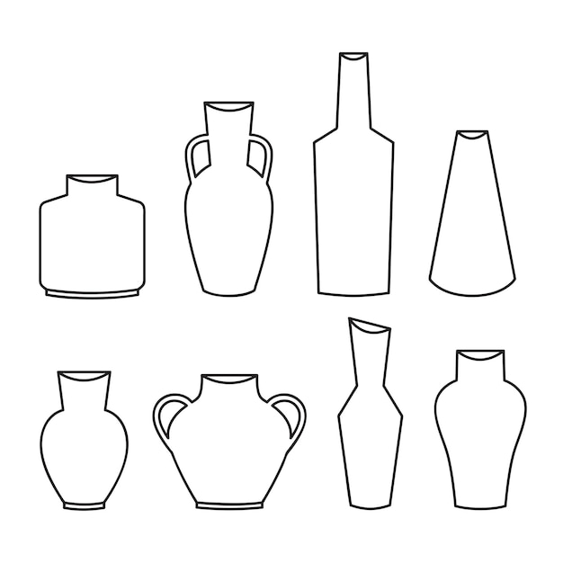 Vecteur dessin au trait vase dessiné à la main