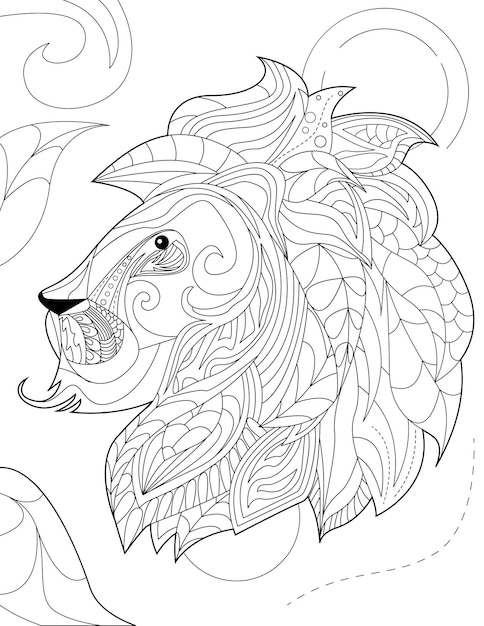 Dessin Au Trait Vectoriel Abstrait Feuillage De Lion Stylisé Décoré Motif Crinière Image Lineart Numérique