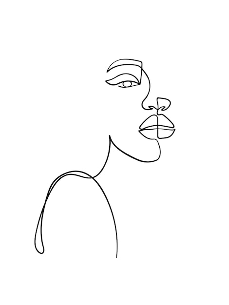 Un dessin au trait visage Portrait de femme abstraite Art minimalisme moderne Illustration vectorielle