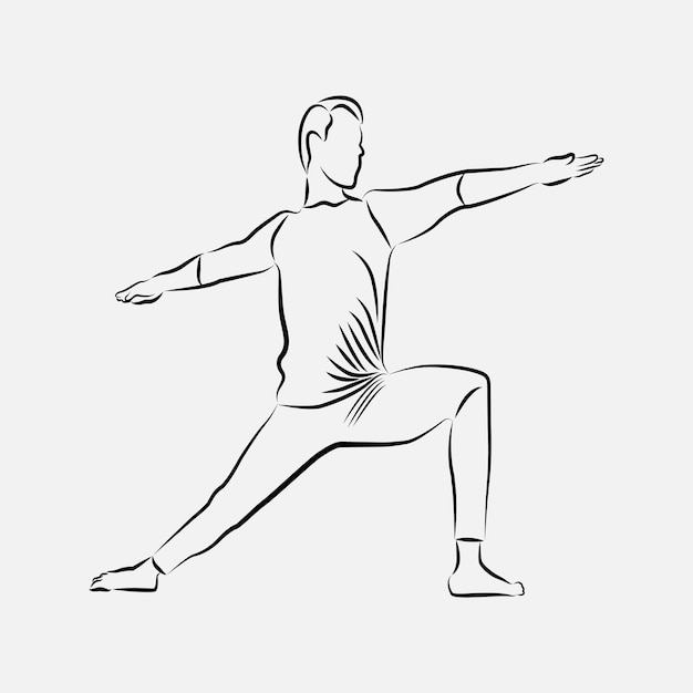 dessin au trait yoga homme