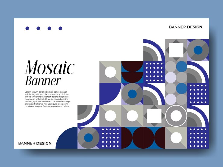 Vecteur dessin de bannière à motif de mosaïque avec un style moderne