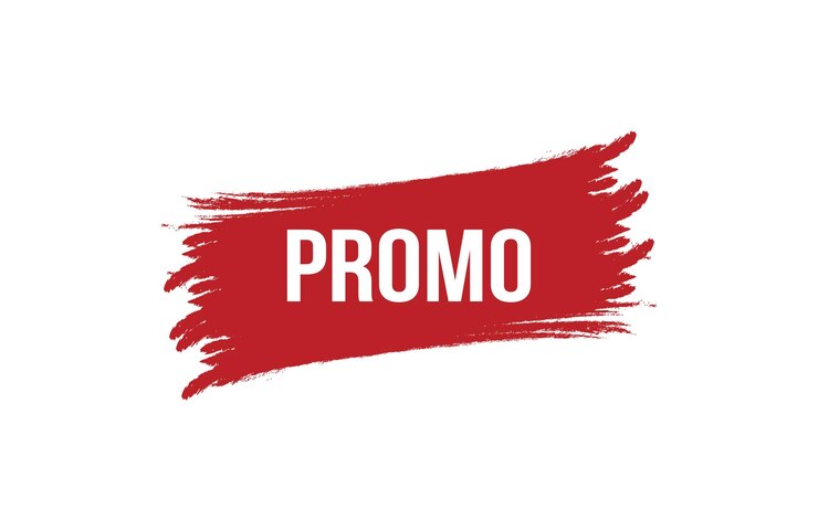 Vecteur dessin de bannière rouge promotionnelle de style pinceau isolé sur fond blanc