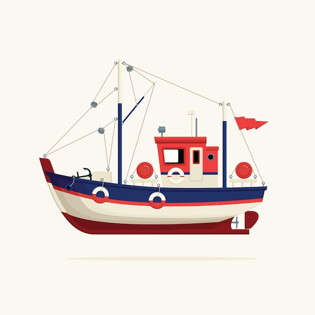 Vecteur dessin de bateau de peche