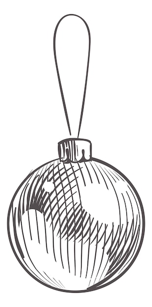 Dessin De Boule De Verre Décoration De Noël Dessinée à La Main Isolée Sur Fond Blanc