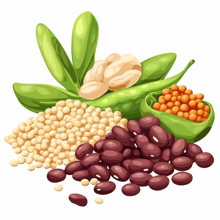 Vecteur un dessin d'un bouquet de haricots et d'un sac de haricuts