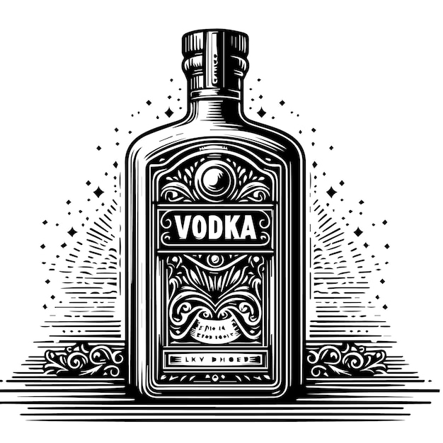 Un Dessin D'une Bouteille De Vodka Avec Le Mot Vodka Dessus