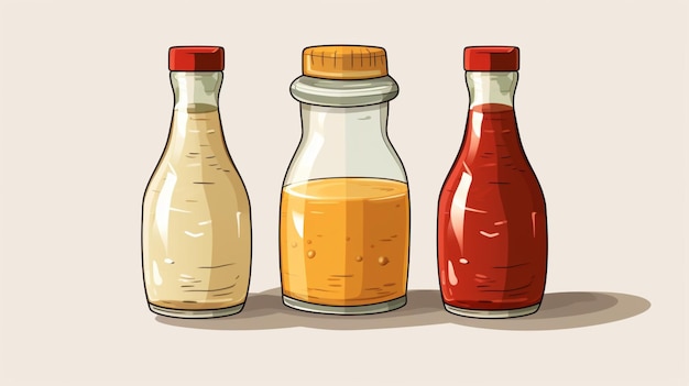 Vecteur un dessin de bouteilles de sauce orange