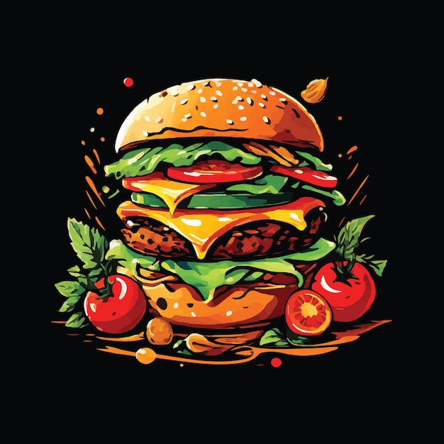 Un Dessin D'un Burger Avec Une Image D'un Sandwich