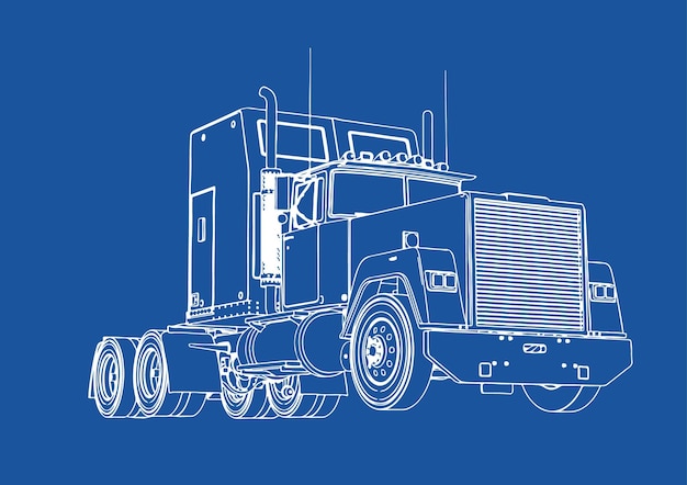 Dessin de camion sur fond bleu