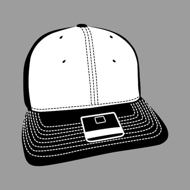 Vecteur dessin de casquette, couleur noir et blanc.