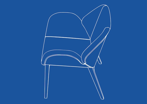 Dessin D'une Chaise Sur Fond Bleu | Vecteur Premium