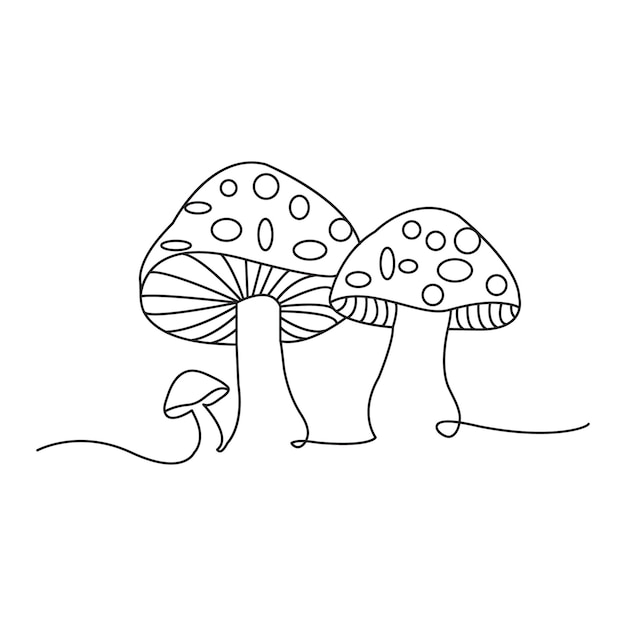un dessin d'un champignon avec une ligne dessinée sur lui