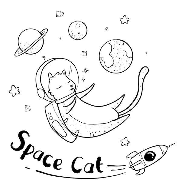 Dessin De Chat Astronaute