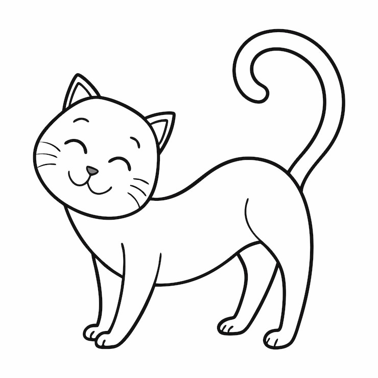 Vecteur un dessin d'un chat avec une longue queue