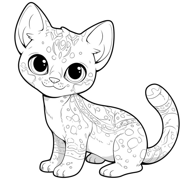 Vecteur un dessin d'un chat avec un motif sur le dos
