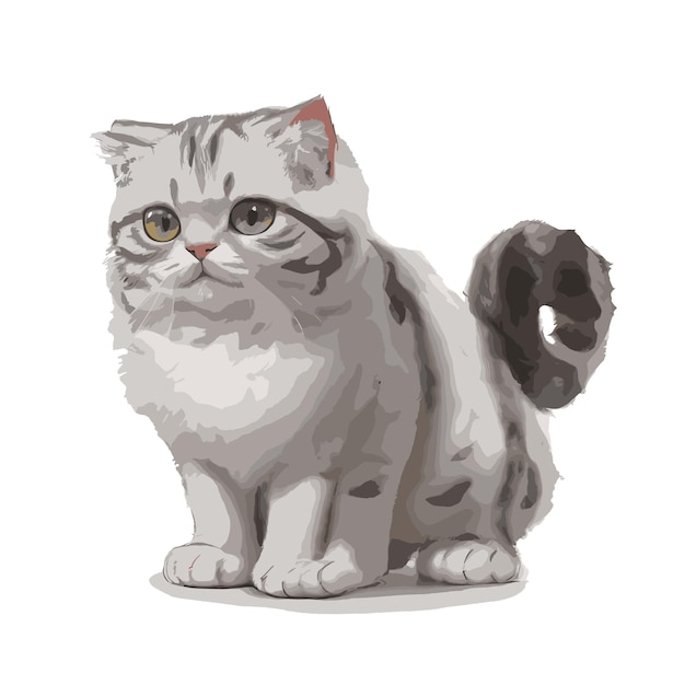 Dessin D'un Chat Plié écossais Avec Des Caractéristiques Modifiables Illustration Vectorielle