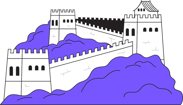 Vecteur un dessin d'un château avec un fond violet