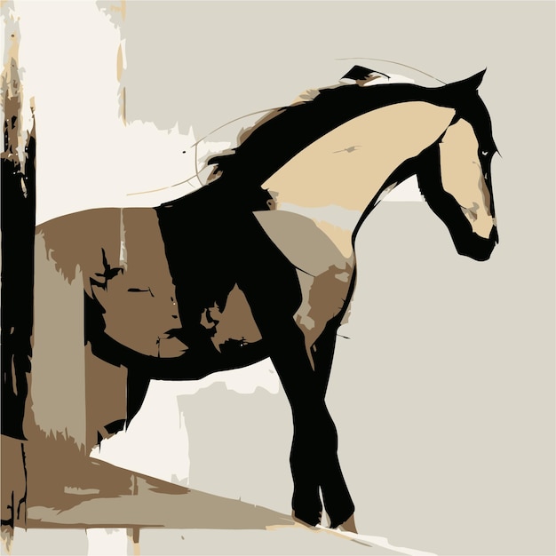 Vecteur un dessin d'un cheval avec une crinière noire et blanche.