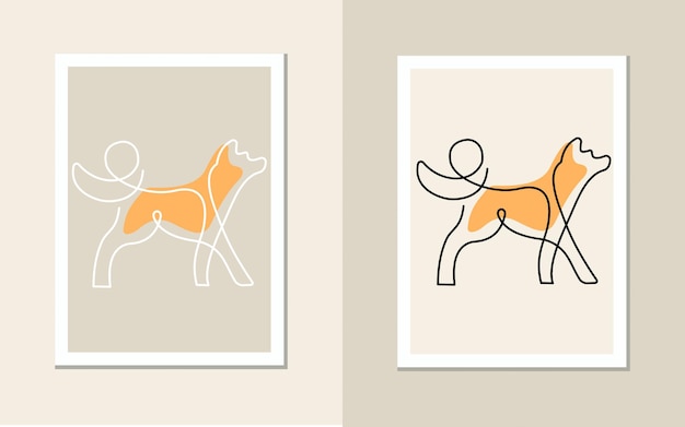 Vecteur dessin de chien à l'aide d'un style d'art continu à une seule ligne