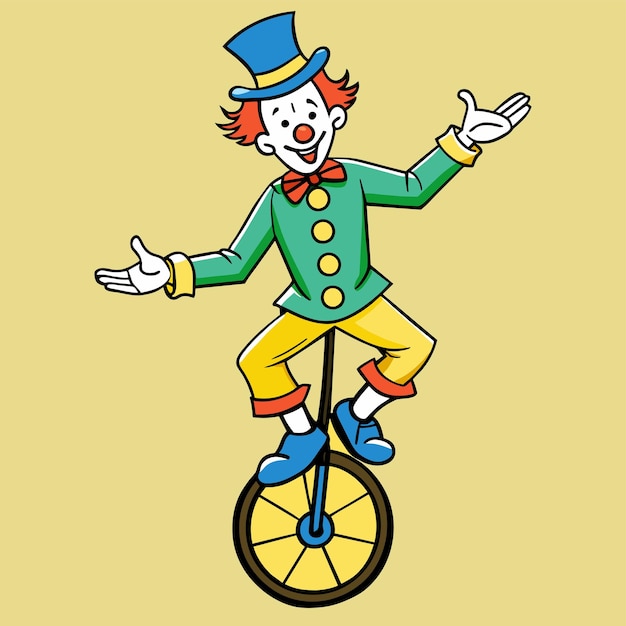 un dessin d'un clown sur un vélo avec le mot clown dessus