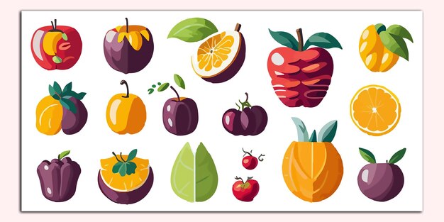 un dessin d'une collection de fruits et légumes