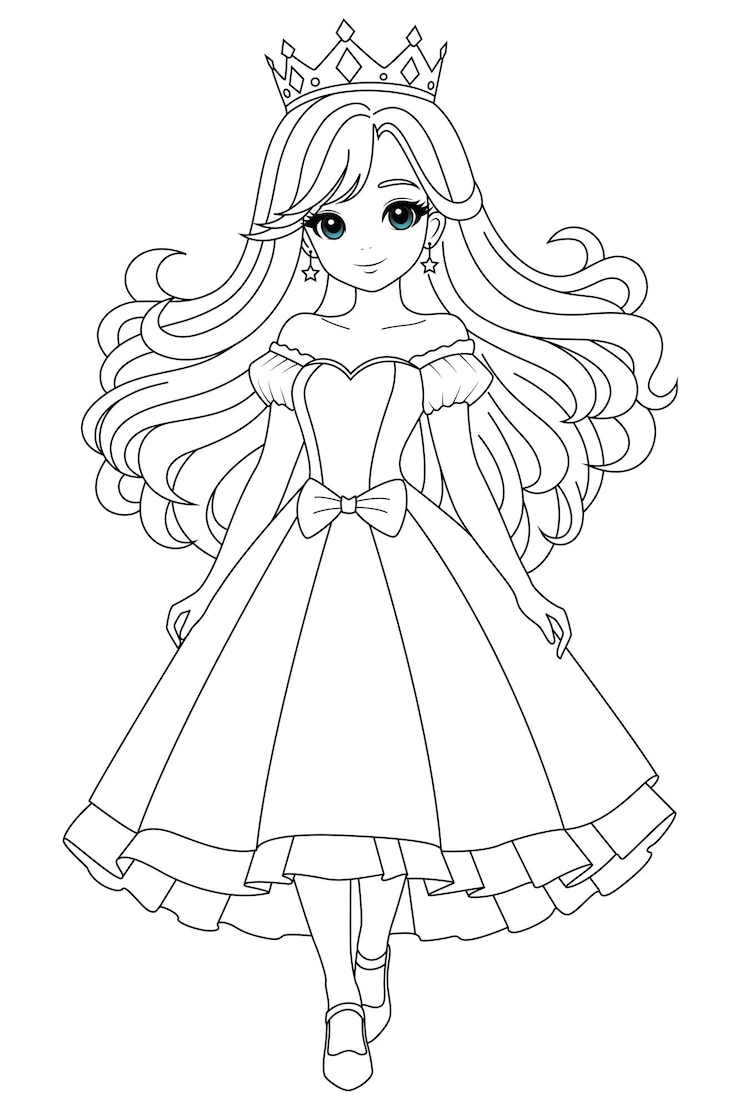 Vecteur dessin à colorier d'une jolie princesse et d'un perroquet pour enfants