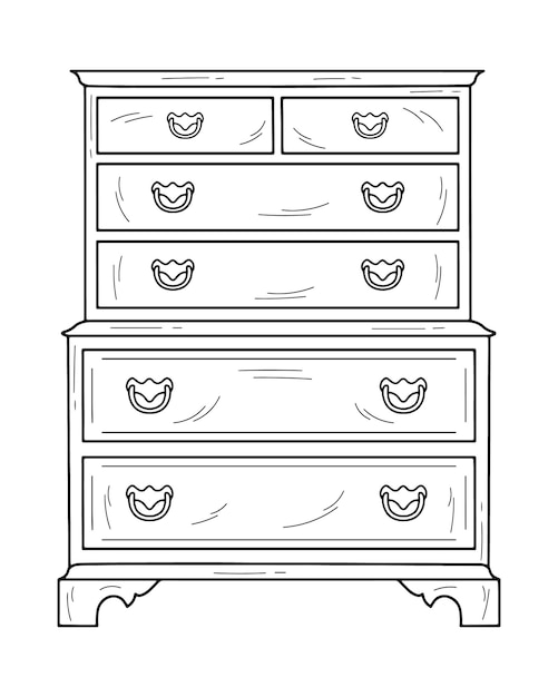 Dessin D'une Commode Conception D'un Meuble De Stockage Vecteur Isolé