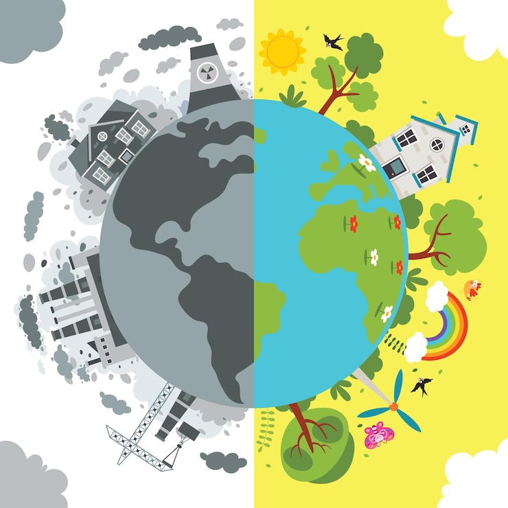 Dessin de concept de la pollution atmosphérique